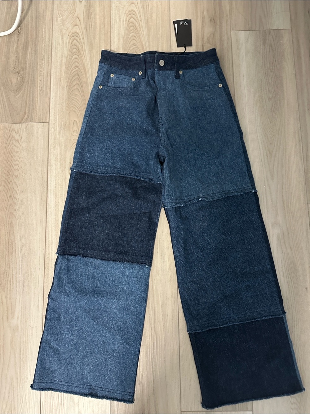 Rails Patchwork Wide-Leg Jeans - Dark Blue & Medium Blue